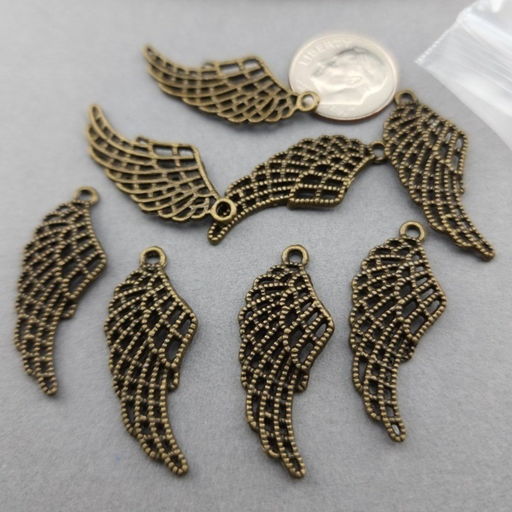 8pcs Wing Charms, angel wings for‎ jewelry making